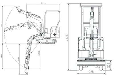 Miniexcavadora diésel sobre orugas KV12/12 Plus